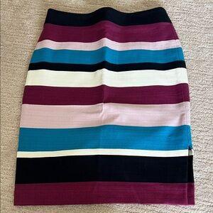 LOFT Multicolor Striped Pencil Skirt